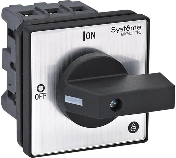 Изображение товара Выключатель разъединитель Systeme Electric 3P 25A IP20, с черной рукояткой на дверцу, 4 винтами MSD25320B