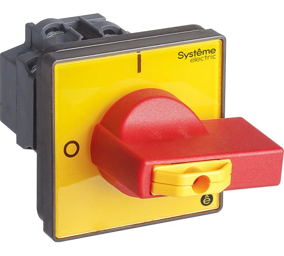 Изображение товара Выключатель разъединитель Systeme Electric 4P 20A IP20, с красной рукояткой на дверцу, 4 винта, 1 замок MSD20460R