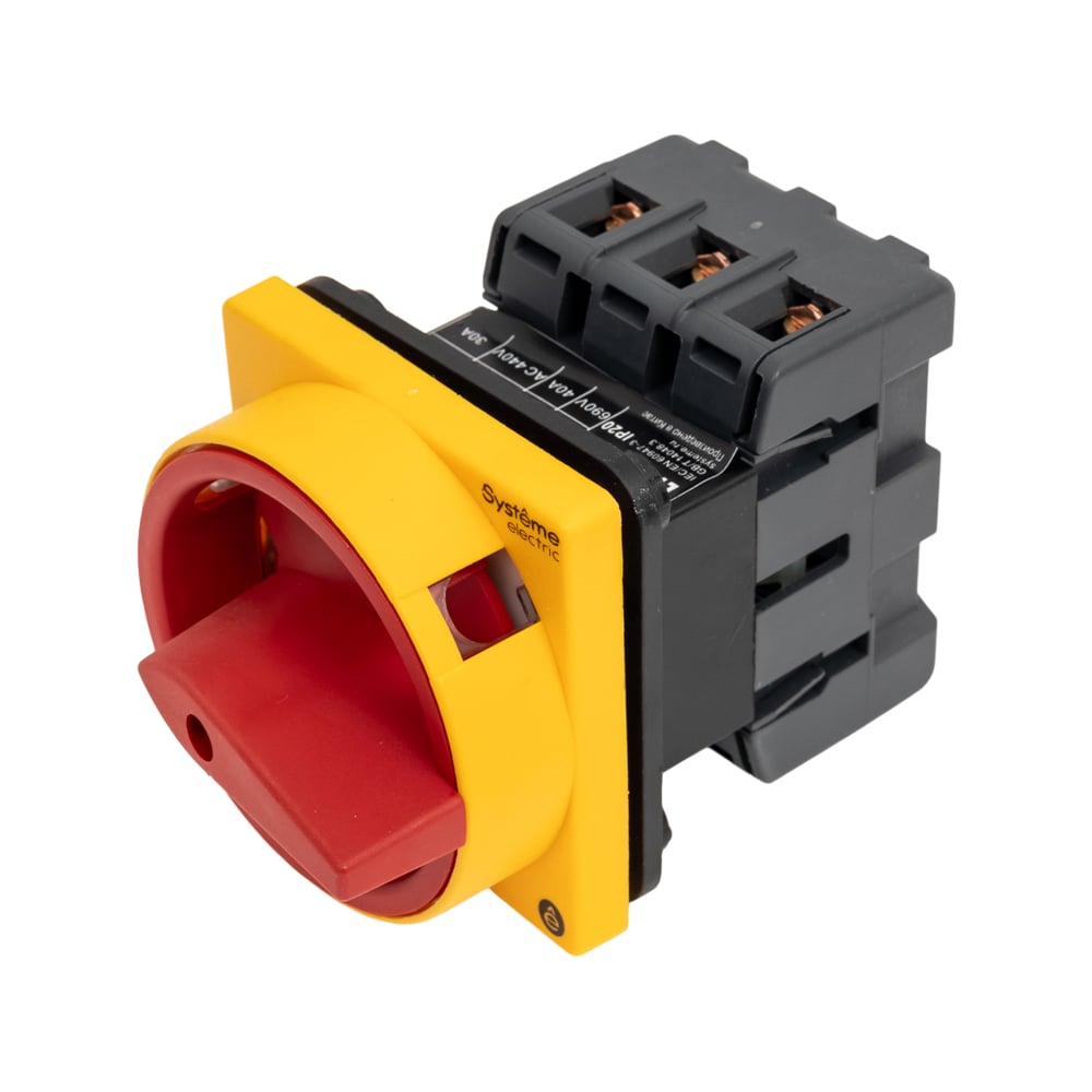 Изображение товара Выключатель разъединитель Systeme Electric 3P 40A IP20 с замком и красной рукояткой