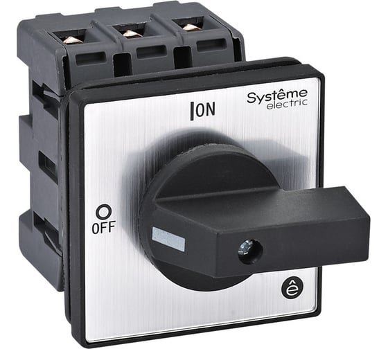 Изображение товара Выключатель разъединитель Systeme Electric 3P 63A IP20, с черной рукояткой на дверцу, 4 винтами MSD63320B
