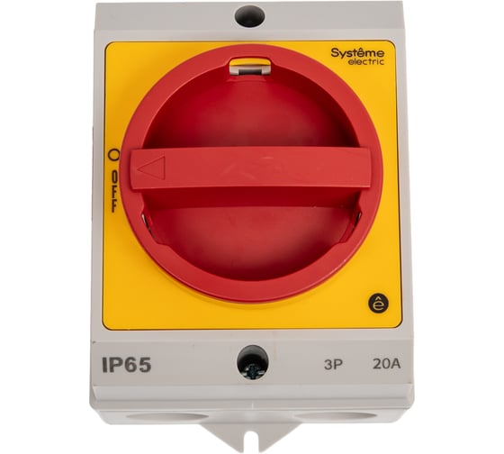 Изображение товара Главный аварийный выключатель-разъединитель Systeme Electric 3P 20A, закрытого исполнения IP65, с замком MSD20311R
