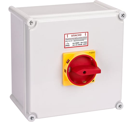 Изображение товара Главный аварийный выключатель-разъединитель Systeme Electric 4P 125A, закрытого исполнения IP65, с замком MSD125411R