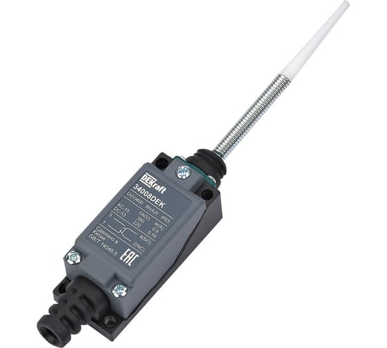 Изображение товара Концевой выключатель металлический Dekraft 1НО1НЗ Пружинный рычаг 34008DEK