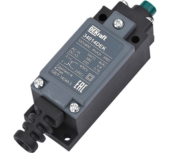 Изображение товара Концевой выключатель пластиковый Dekraft 1НО1НЗ Кнопочный плунжер 34014DEK