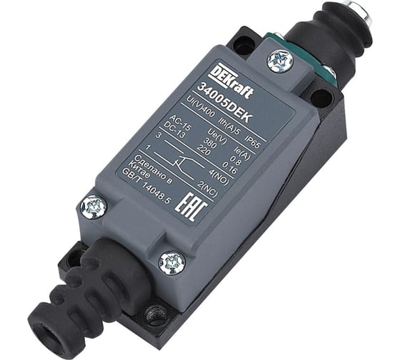 Изображение товара Концевой выключатель DEKraft 1НО1НЗ Кнопочный плунжер 34005DEK