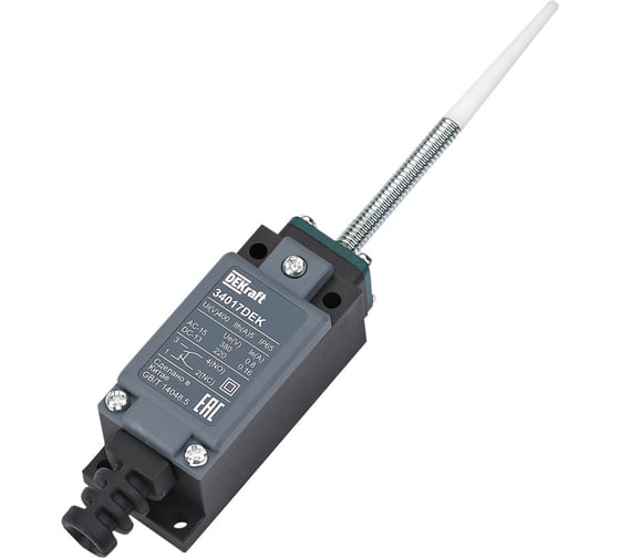 Изображение товара Концевой выключатель пластиковый Dekraft 1НО1НЗ Пружинный рычаг 34017DEK