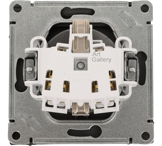 Изображение товара Розетка с заземлением со шторкой Systeme Electric ArtGallery, 16 А, IP20, механизм, быстрозажимная клемма, СТАЛЬ GAL000946S