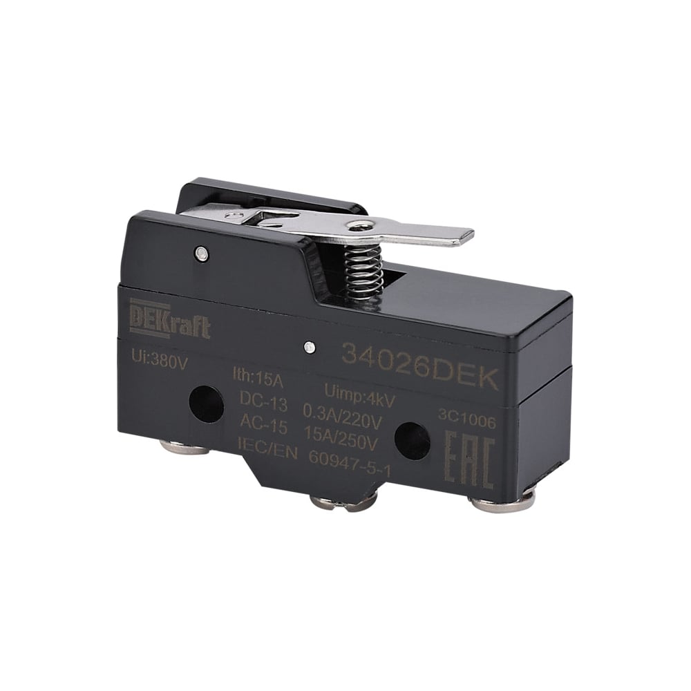 Изображение товара Концевой выключатель Dekraft КВ-301 1НО1НЗ шарнирный с коротким рычагом