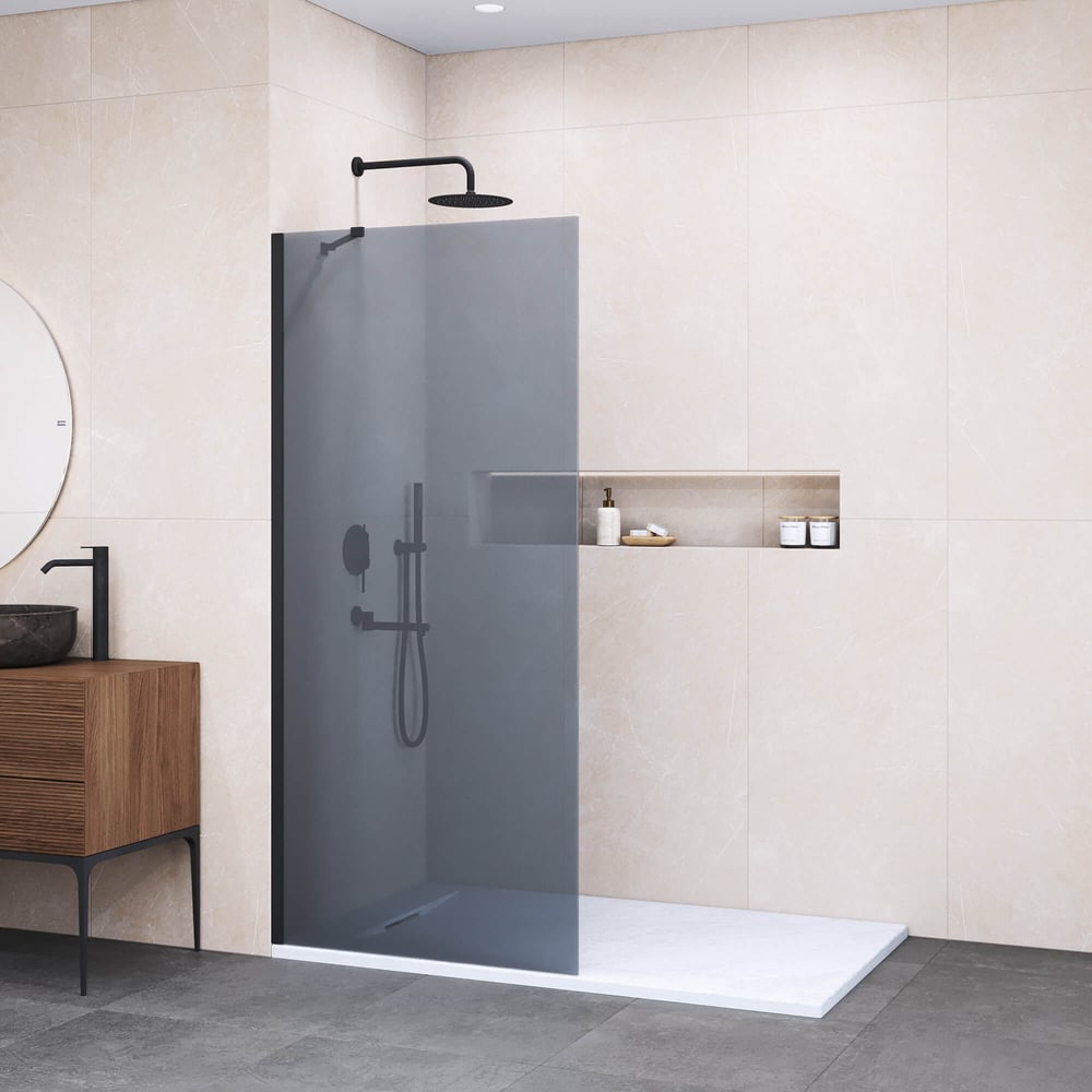 Изображение товара Душевая перегородка RGW 120x195 мм WA-102-B черный серый стекло 6 мм