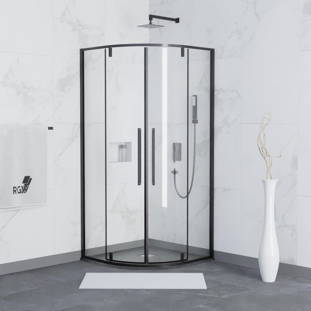 Изображение товара Душевой уголок RGW 80*80*200 SV-53 B полукруг черный прозрачное стекло 6 мм