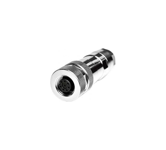 Изображение товара Соединитель клеммный VELLEDQ M12P-F08T, Розетка, Прямой с клеммником, Латунь никелированная 8-PIN IP6560 AC/DC, 08-00034172