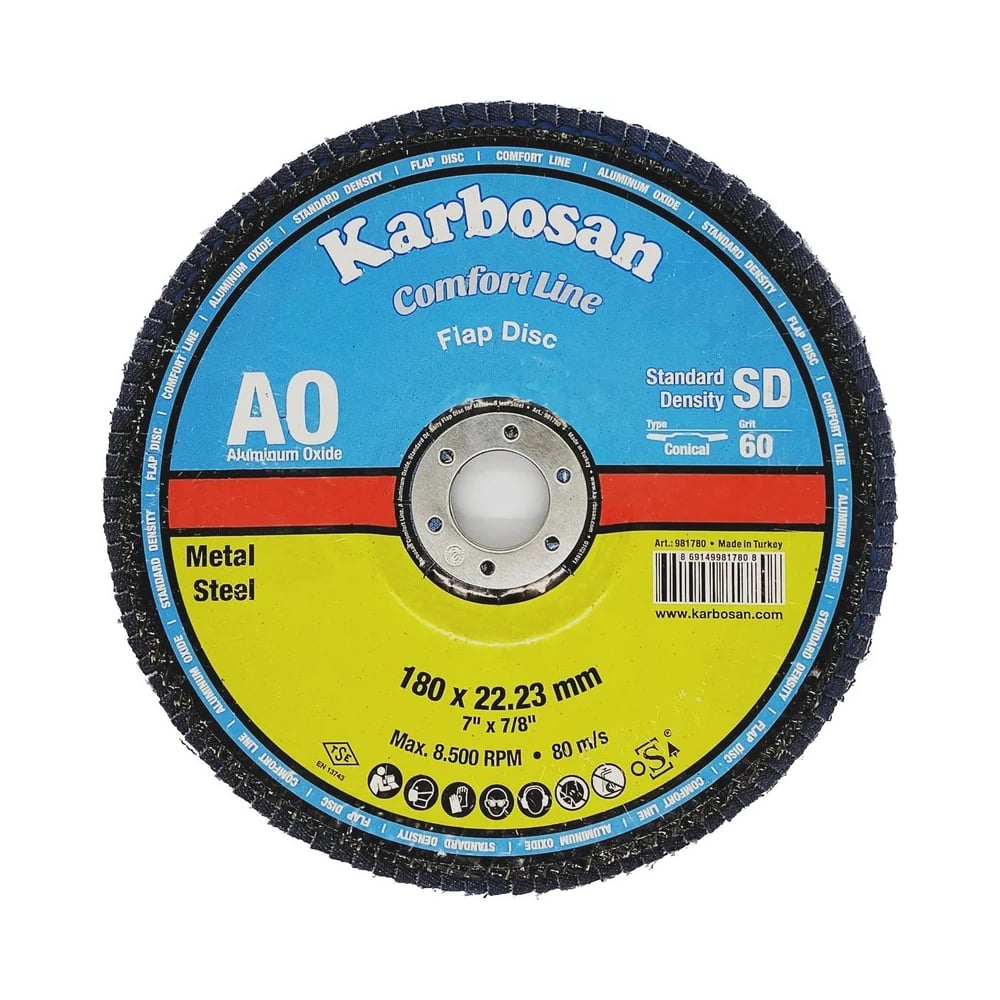 Изображение товара Круг лепестковый КЛТ Karbosan AO SD Flap 180x22 мм Р60 10 шт