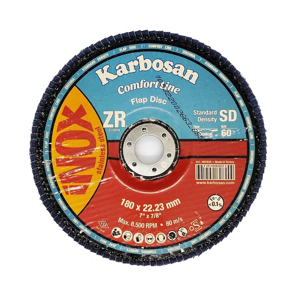 Изображение товара Круг лепестковый КЛТ Karbosan Comfort Line ZR SD Flap 180x22 мм P60 INOX