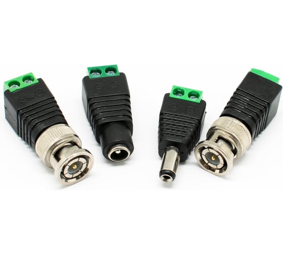 Изображение товара Набор коннекторов OXION для камер видеонаблюдения, арт. OX-2BNC_DC2.1M_DC2.1F-PB