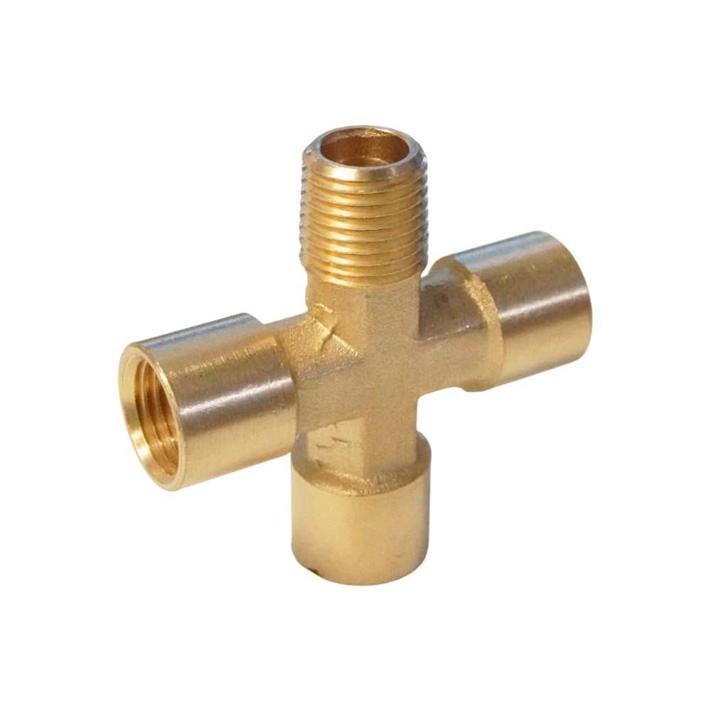 Изображение товара Фитинг X образный WIEDERKRAFT латунь 1/4 PT резьба внутренняя/внешняя