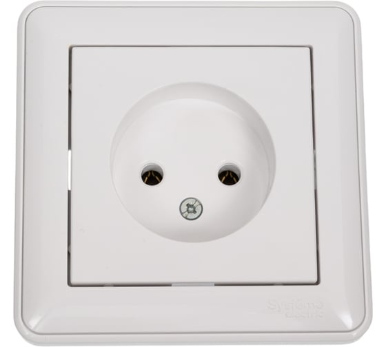 Изображение товара 1-местная розетка Systeme Electric скрытой проводки W59 16А IP20 без заземления без защитных шторок в сборе белый RS16-153-18