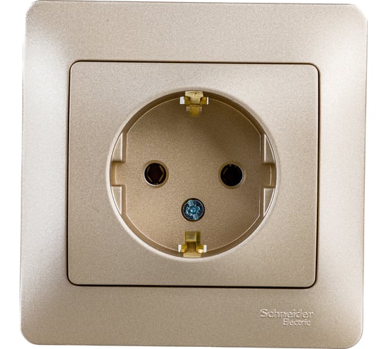 Изображение товара 1-местная розетка Systeme Electric скрытой проводки Glossa 16А IP20 с заземлением в сборе титан GSL000442