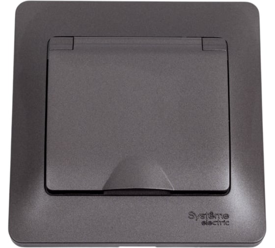 Изображение товара 1-местная розетка Systeme Electric скрытой проводки Glossa 16А IP20 250В с заземлением и крышкой графит GSL001346
