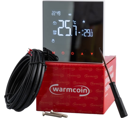 Изображение товара Терморегулятор программируемый Warmcoin W200 Mirror белый W200_белый_зерк
