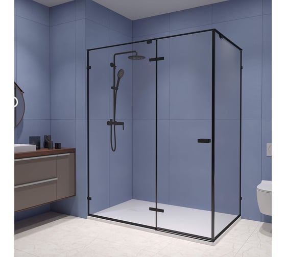 Изображение товара Душевой уголок RGW 100*90*200 SV-040-B, прямоугольник, черный, прозрачное стекло 8 мм, 2 уп. 353204009-14