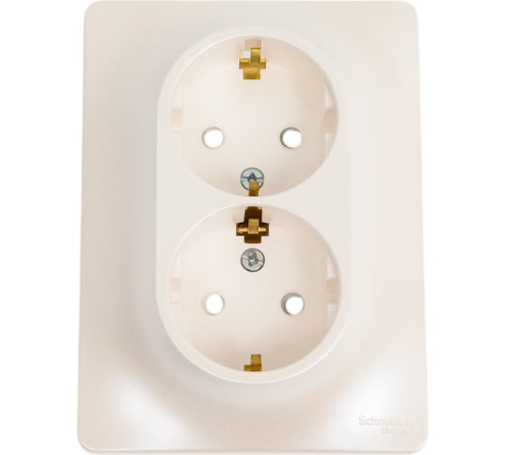 Изображение товара 2-местная розетка Systeme Electric скрытой проводки Glossa 16А IP20 250В с заземлением перламутр GSL000626
