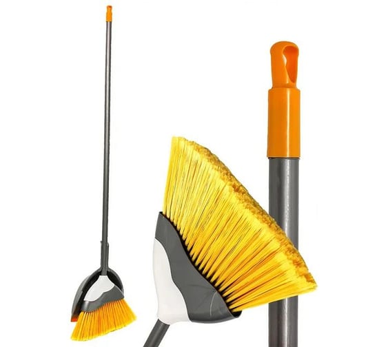 Изображение товара Комплект ПВХ щётка и совок GoGo серый, деревян. ручка 120 см 60096B