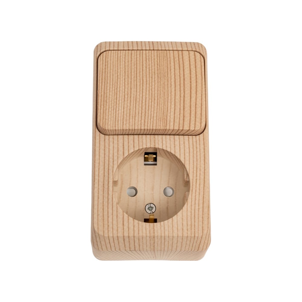 Изображение товара Блок розетка с выключателем серии Этюд, 1-местная, IP20, сосна, Systeme Electric