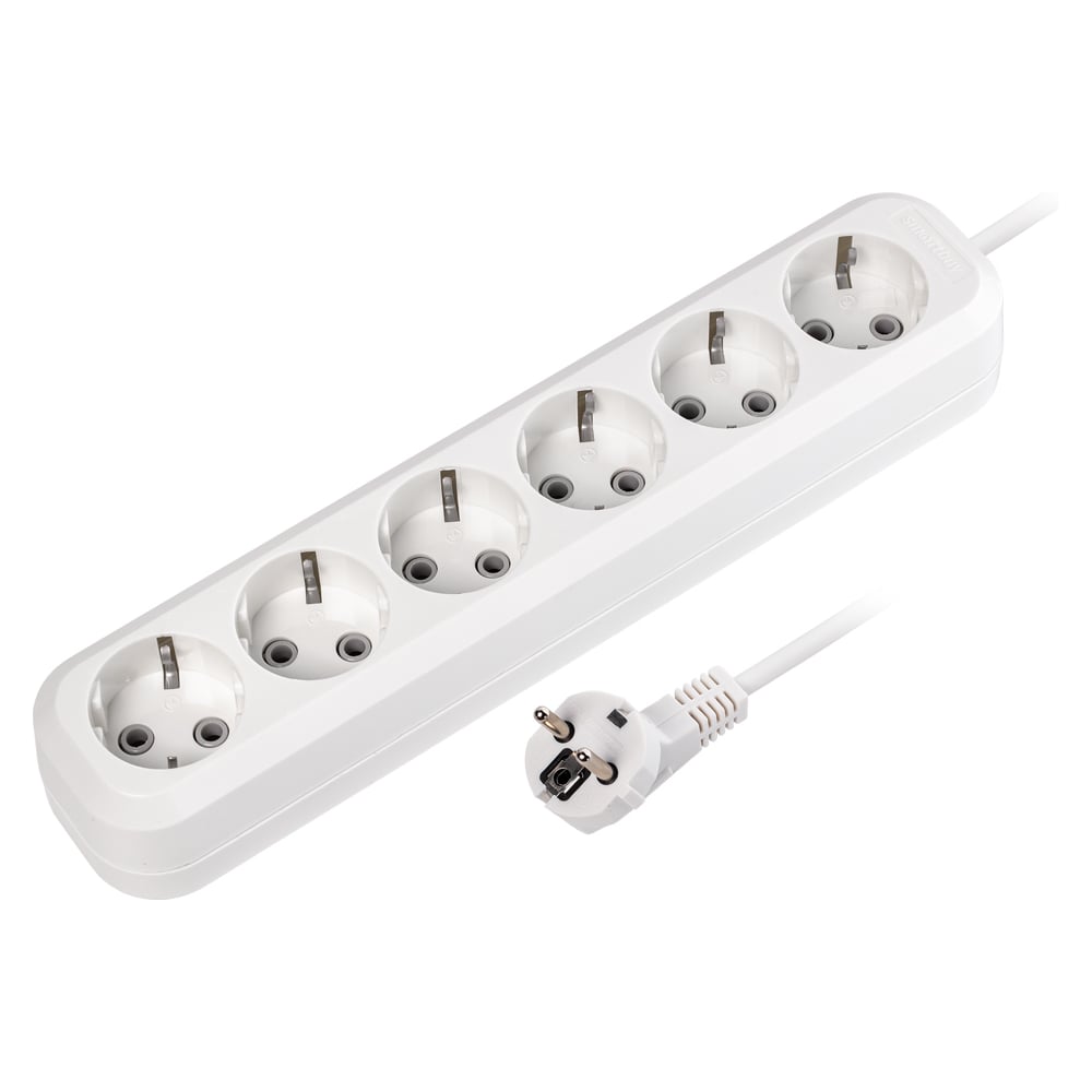 Изображение товара Удлинитель Smartbuy 6 гнезд 2 метра 3,5 кВт с заземлением
