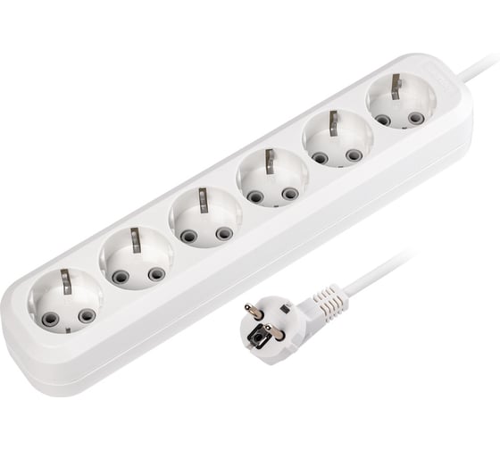 Изображение товара Удлинитель Smartbuy 6 гнезд 2 метра 16А/3,5кВт с заземлением ПВС 3x1,0 SBE-16-6-02-Z