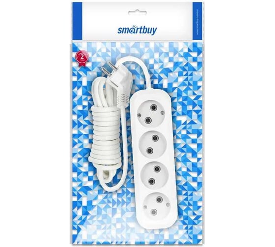 Изображение товара Удлинитель Smartbuy 4 гнезда 7 метров 16А/3,5кВт с заземлением ПВС 3x1,0 SBE-16-4-07-Z