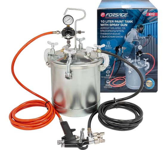 Изображение товара Пневматический краскораспылитель Forsage с выносным баком 10л F-8312(61553)