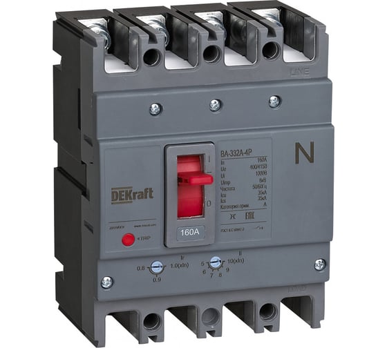 Изображение товара Силовой автоматический выключатель Dekraft 4P 160A 35кА ВА-332А 28119DEK