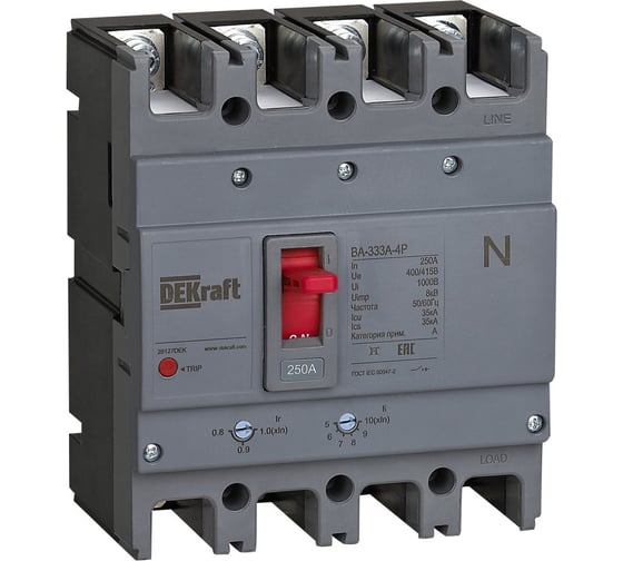 Изображение товара Силовой автоматический выключатель Dekraft 4P 160A 35кА ВА-333А 28125DEK