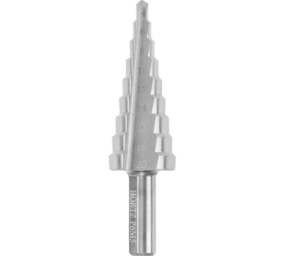 Изображение товара Сверло ступенчатое HORTZ 4-20 ст.9, dхв=8.0, Р6М5, 4,6,8,10,12,14,16,18,20 1140506