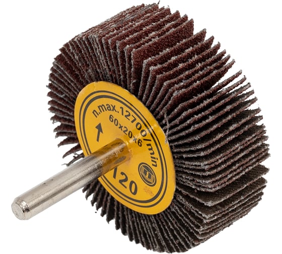 Изображение товара Головка-щётка лепестковая на шпильке (60x20x6 мм; P120) Orientcraft OCFW60206120