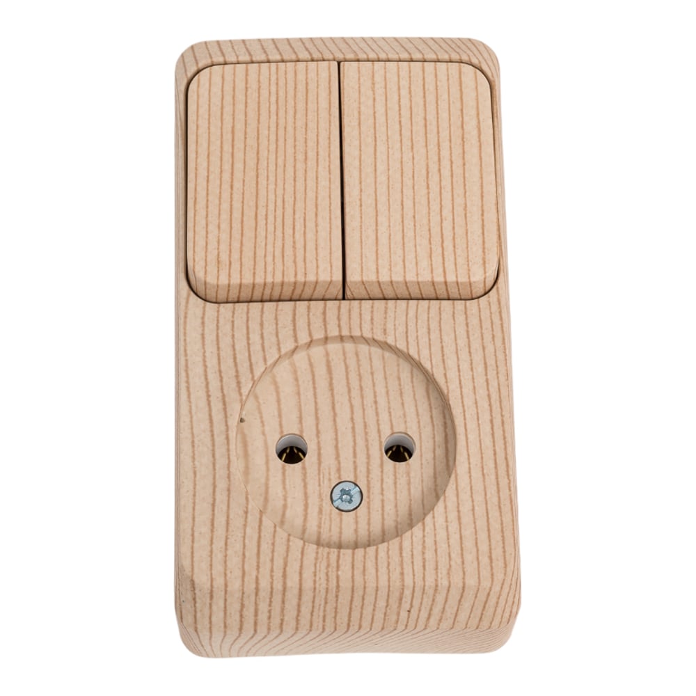 Изображение товара Блок 1-местная розетка и 2-клавишный выключатель Systeme Electric серия Этюд