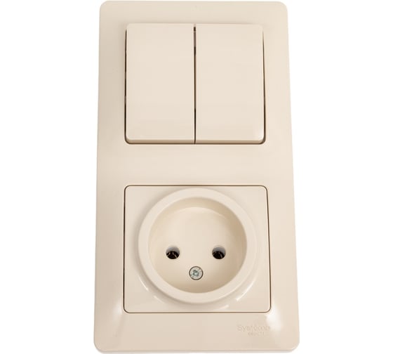 Изображение товара Комбинированный блок розетка + 2-клавишный выключатель Systeme Electric GLOSSA бежевый GSL000272