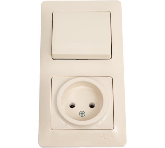 Изображение товара Комбинированный блок розетка + 1-клавишный выключатель Systeme Electric GLOSSA бежевый GSL000260