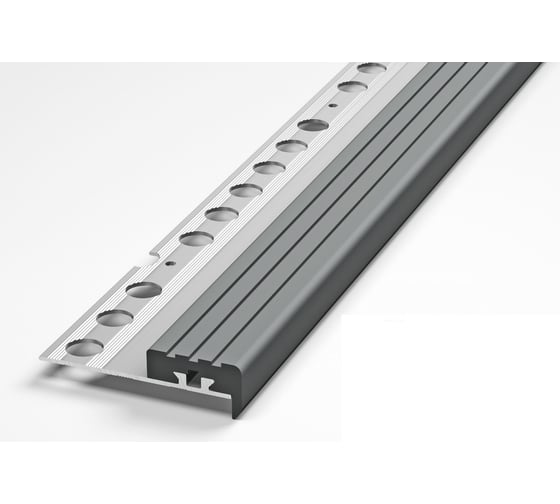 Изображение товара Угловой профиль ЛУКА алюминиевый закладной под 25х9 мм, 2500 мм, серая резинка 00000002113