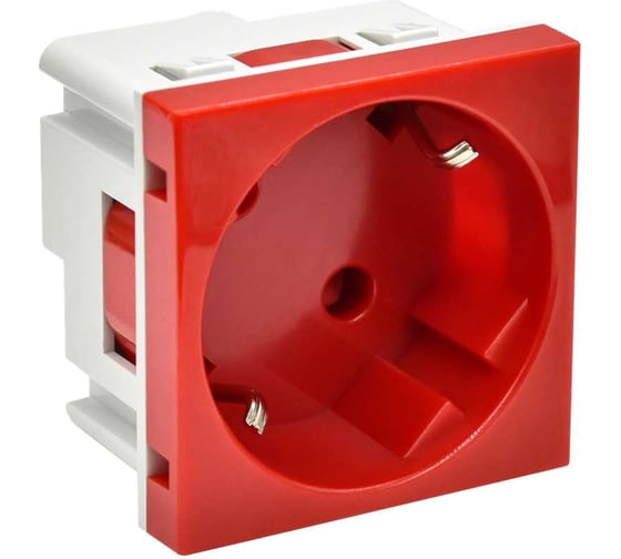 Изображение товара Розетка IEK PRIMER РКС-20-32-П-45 45град з/к з/ш в/з, красный PR-KK40D-RSZH-2-2-45-K04
