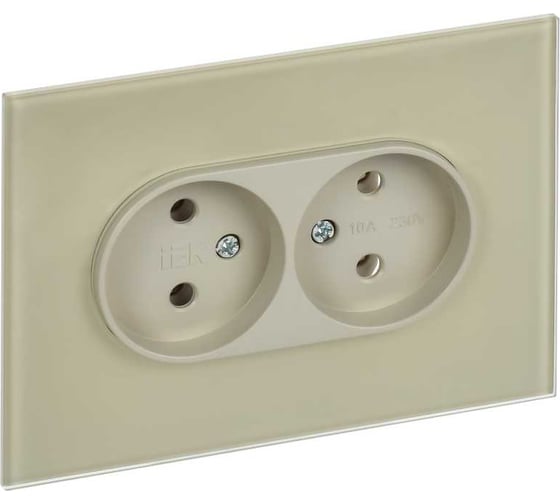 Изображение товара Розетка IEK SKANDY 2-я без з/к/ш стекло 10А SK-R03B, бежевый SK-R20-10-K10
