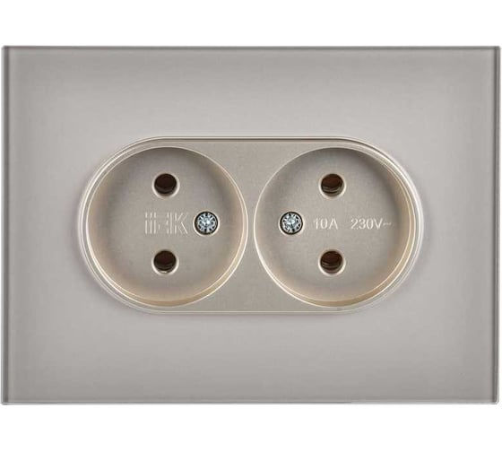 Изображение товара Розетка IEK SKANDY 2-я без з/к/ш стекло 10А SK-R03Sh, шампань SK-R20-10-K37