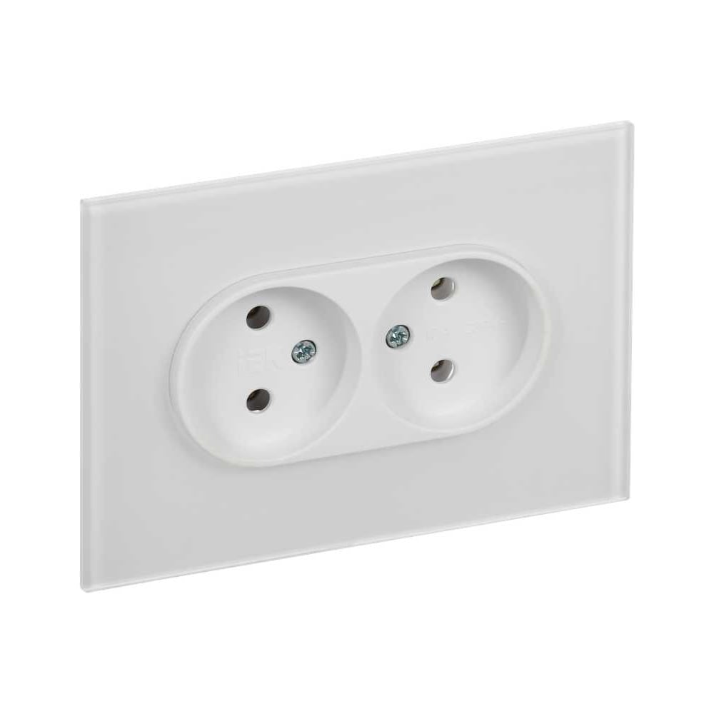 Изображение товара Розетка IEK SKANDY 2-я без з заземления белая стеклянная крышка 10А