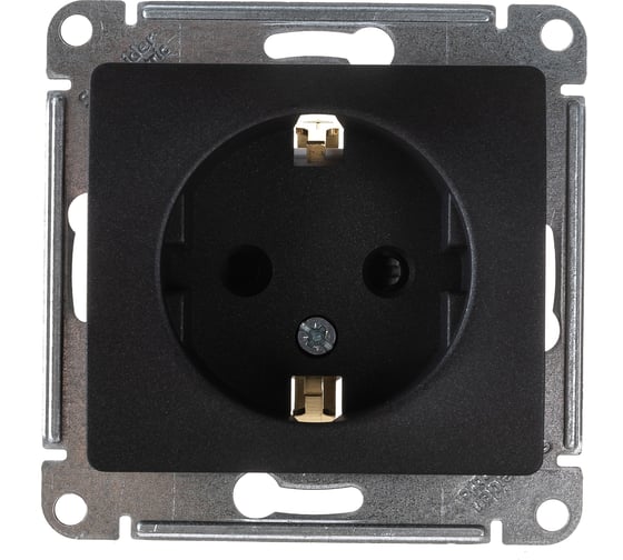 Изображение товара 1-местный механизм розетки Systeme Electric скрытой проводки 1модуль Glossa 16А IP20 с заземлением антрацит GSL000745