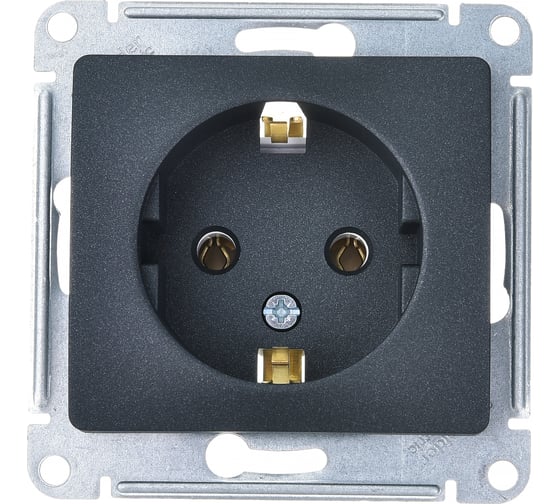 Изображение товара 1-местный механизм розетки Systeme Electric скрытой проводки 1модуль Glossa 16А IP20 с заземлением антрацит GSL000743