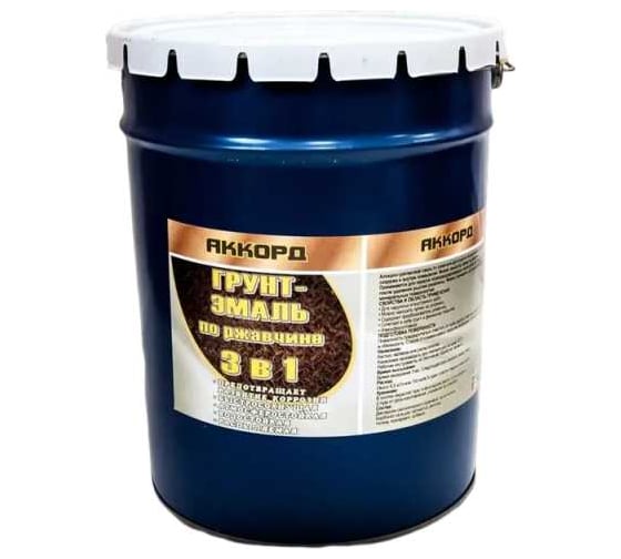Изображение товара Грунт-эмаль по ржавчине 3 в 1 АККОРД красная 10 кг 38201022