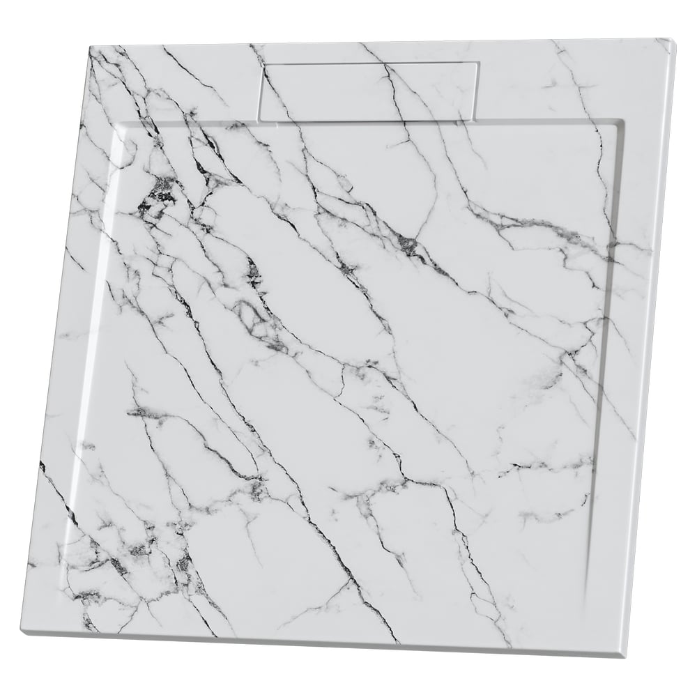 Изображение товара Душевой поддон RGW 90x90 см белый мрамор низкий квадратный искусственный камень