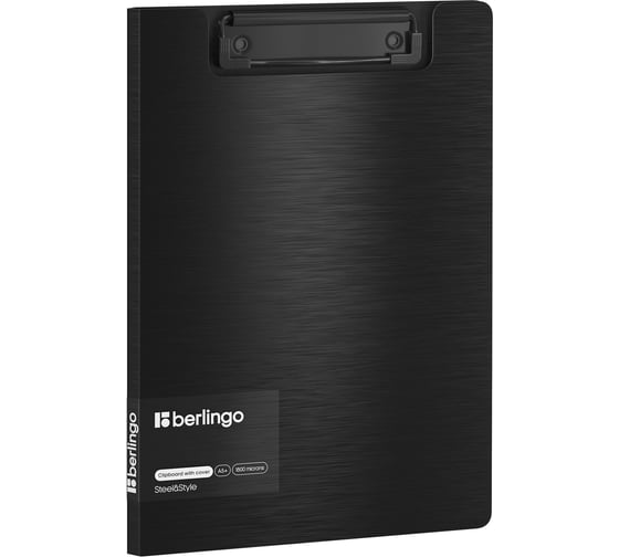 Изображение товара Папка-планшет с зажимом BERLINGO Steel&Style A5+, 1800 мкм, пластик полифом, черная PPf_94001