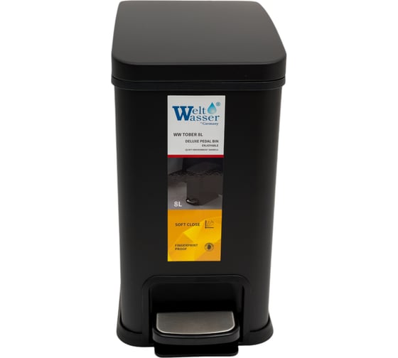 Изображение товара Педальное ведро WeltWasser WW TOBER BL 8 л черный матовый 10000003982