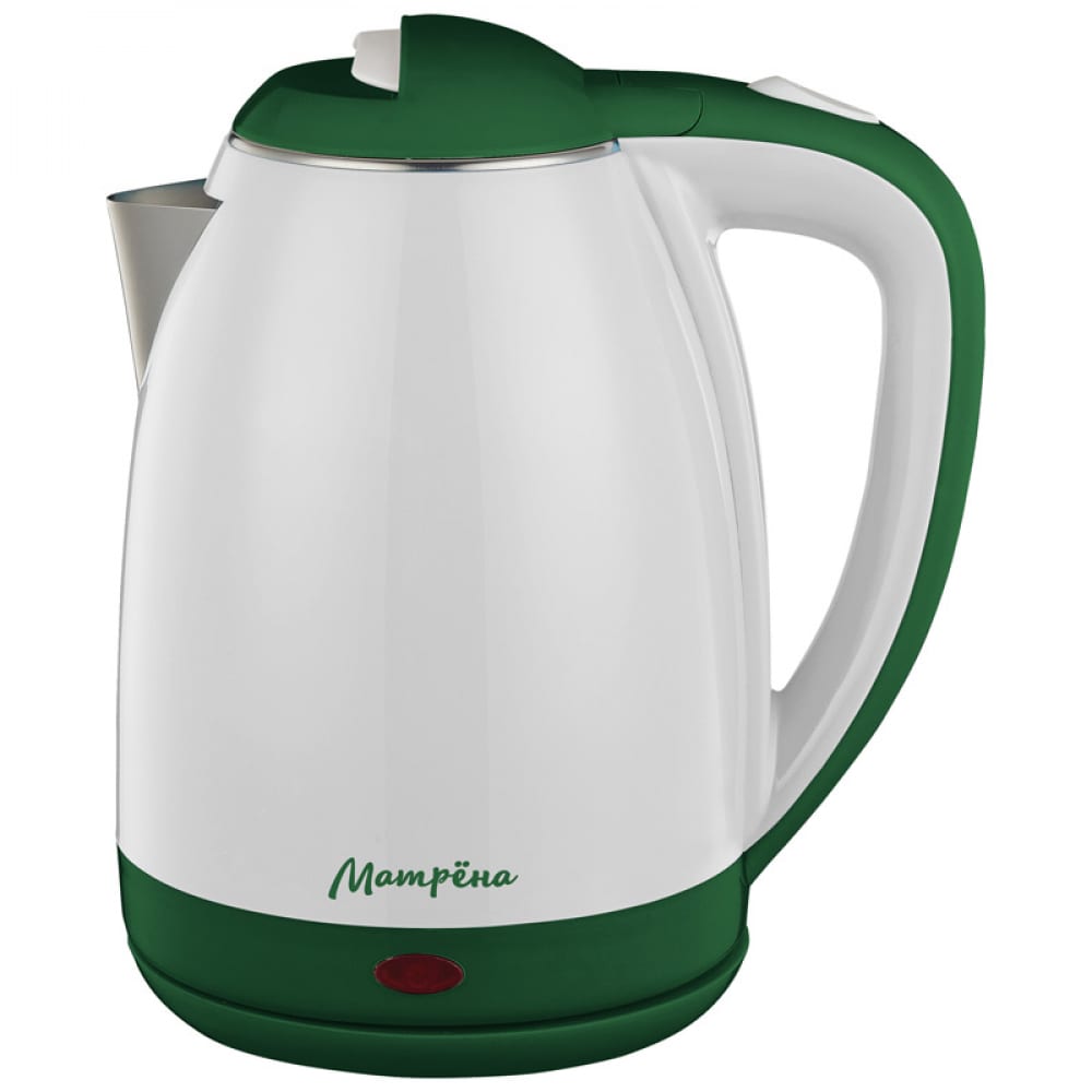 Электрический стальной чайник Матрёна, цвет белый/зеленый 102762 MA-122 - фото 1